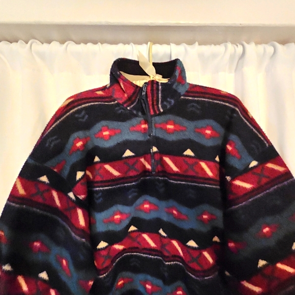 Vintage Bugle Boy 1/4 Zip Fleece Mens Med Aztec Print 90s Y2K - Picture 3 of 6